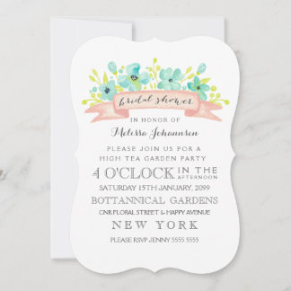 Cartel acuarela Floral Invitación a ducha de novia