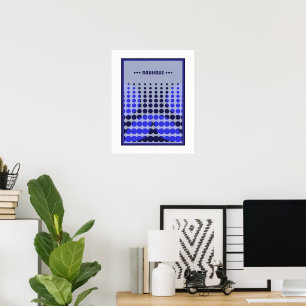 cartel arte geométrico de puntos azules bauhaus