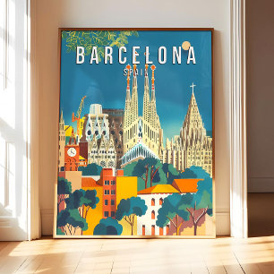 Cartel Arte Impresión Barcelona España, Ciudad Ret