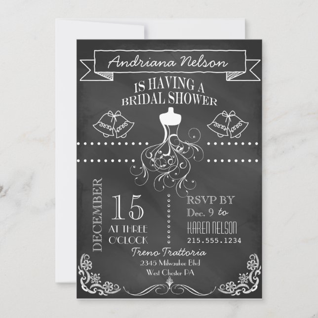 Cartel blanco - Invitación a la ducha de novia (Anverso)