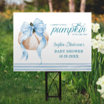 Blue Bow Pequeño Calabaza Niño Baby Shower Yard Ró