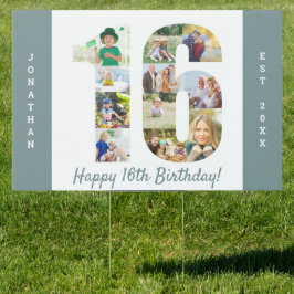 Cartel Collage de fotos 16º Personalizado de cumpleaños