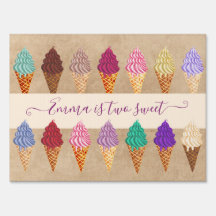 Crema De Hielo Cute Fiesta Niña 2 Años Cumpleaños