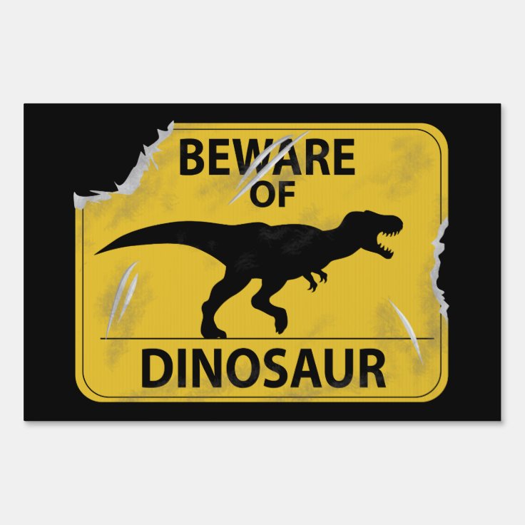 Cartel Cuidado con los dinosaurios (dañados) 