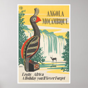 Cartel de Angola de arte de viaje por África vinta