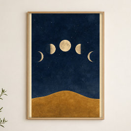 Cartel de Arte Celestial Acuarela de Fases Lunares