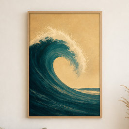 Cartel de Arte Costero Acuarela Ondas del Mar