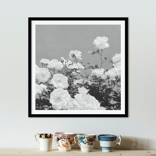 Cartel de Arte de Foto de Jardín de Rosas Grises