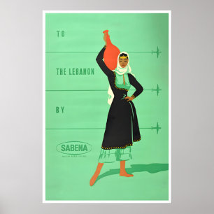 Cartel de Arte de Líbano Impresión de Viaje Vintag