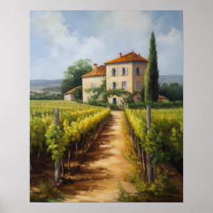 Cartel de Arte de Paisaje de Viñedo Francés