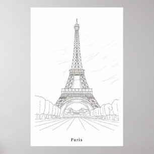 Cartel de Arte de Pared de la Torre Eiffel Vintage