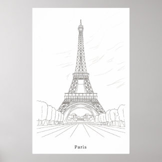 Cartel de Arte de Pared de la Torre Eiffel Vintage