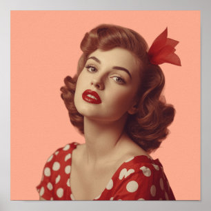 Cartel de Arte de Pared Retro Chica Pin-Up de los