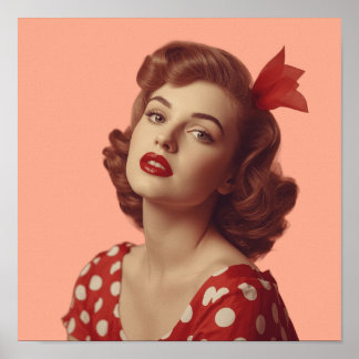 Cartel de Arte de Pared Retro Chica Pin-Up de los 