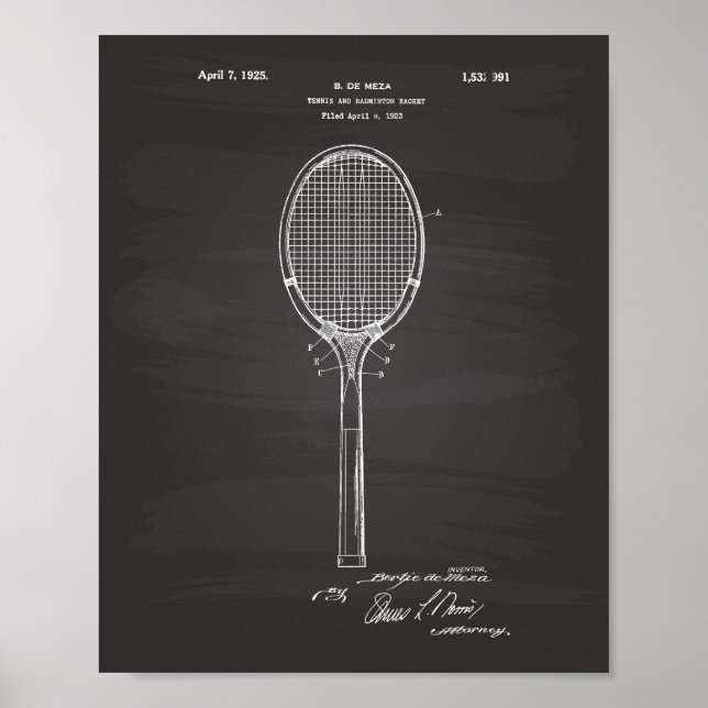 Cartel de arte de patentes de Badminton Racket 192 (Frente)