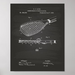 Cartel de arte de patentes de la raqueta de tenis