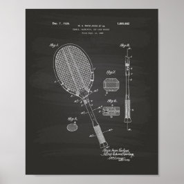 Cartel de arte de patentes de la raqueta de tenis