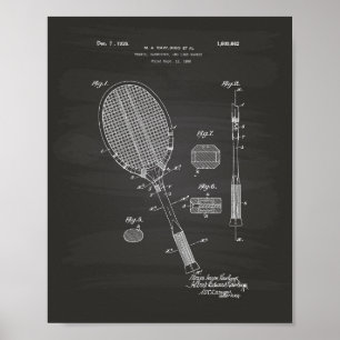 Cartel de arte de patentes de la raqueta de tenis 