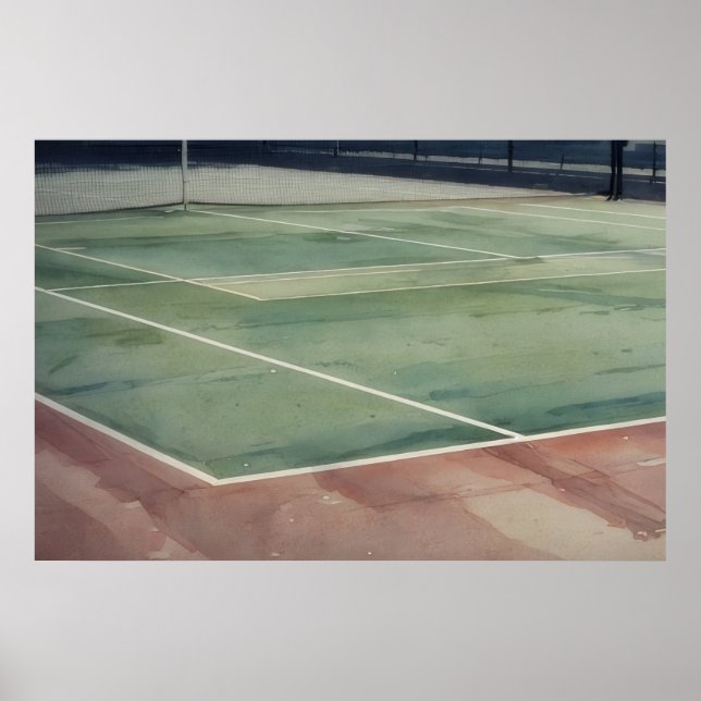 Cartel de Arte de Pickle Ball de Cancha de Tenis D (Frente)