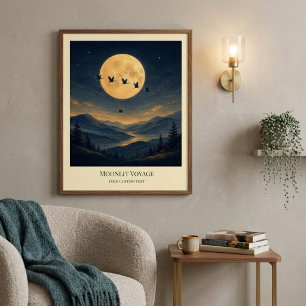 Cartel de Arte de Viaje bajo la Luz de la Luna Per