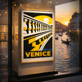 Cartel de Arte Geométrico Retro Vintage de Venecia