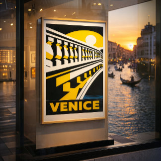 Cartel de Arte Geométrico Retro Vintage de Venecia