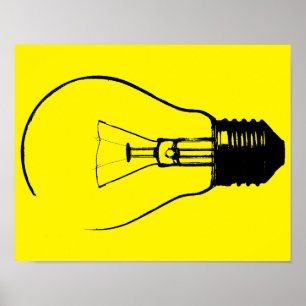 Cartel de Arte Gráfico de Bombilla de Luz Foco