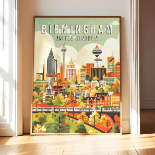 Cartel de Arte Impreso de Birmingham Reino Unido,