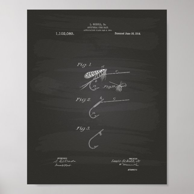 Cartel de arte patentado Fish Bait 1914 (Frente)