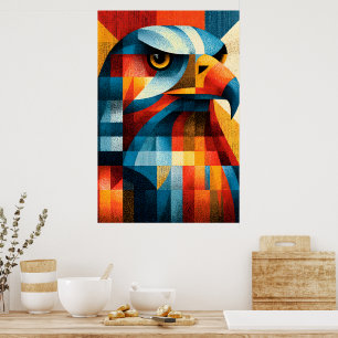 Cartel de Arte Pop Abstracto Art Déco Águila Geomé