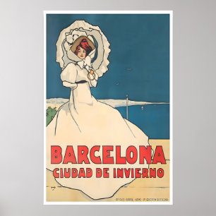 Cartel de Barcelona España Arte Retro Viaje Españo