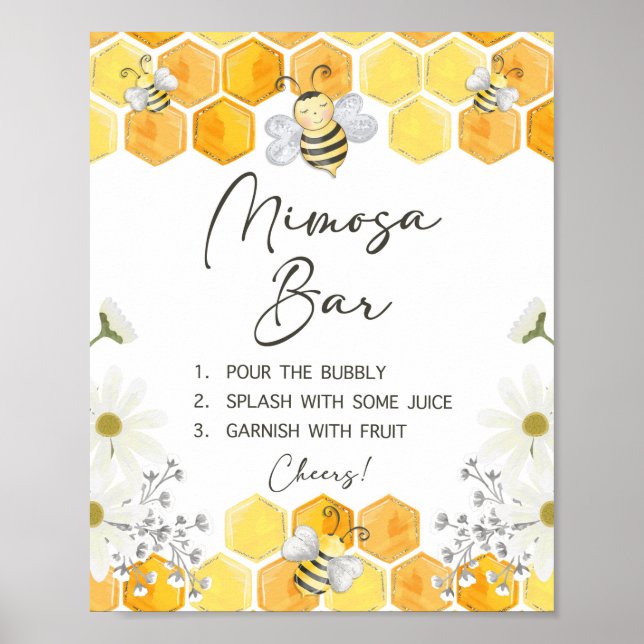Cartel de barra de Mimosa Abeja amarilla Señal de  (Frente)