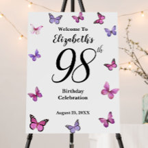 Cartel de bienvenida a la fiesta de cumpleaños 98 