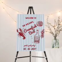 Cartel de bienvenida a la fiesta de mariscos de ve