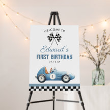 Cartel de bienvenida al 1er cumpleaños del coche d
