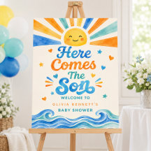 Cartel de Bienvenida al Baby Shower 'Aquí Viene el