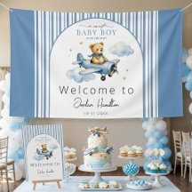 Cartel de bienvenida al baby shower del osito pilo