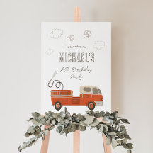 Cartel de bienvenida al cumpleaños de un camión de