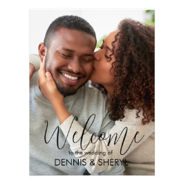 Cartel de bienvenida de boda con foto moderna