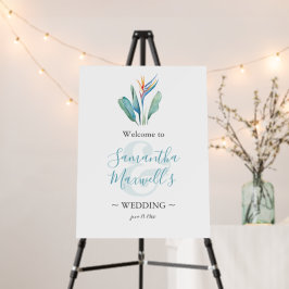 Cartel de bienvenida de boda de flores de acuarela