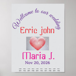 Cartel de bienvenida de boda editable Señal de ent