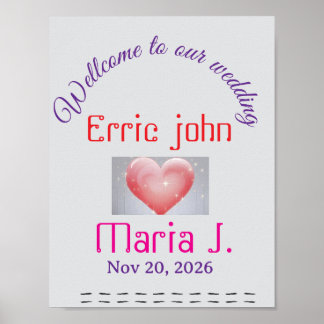 Cartel de bienvenida de boda editable Señal de ent