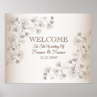 Cartel de bienvenida de boda Fiesta Floral Póster