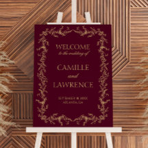 Cartel de bienvenida de boda floral de champán de