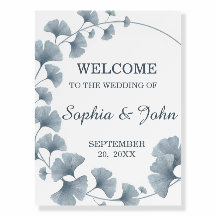 Cartel de Bienvenida de Boda Hoja Ginkgo Botánica 