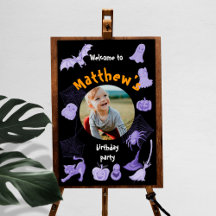 Cartel de bienvenida de cumpleaños Black Morple Ha