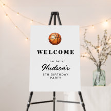 Cartel de bienvenida de cumpleaños de baloncesto