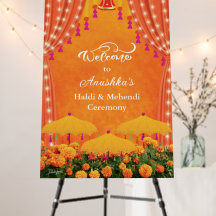 Cartel de bienvenida de la Boda india Haldi