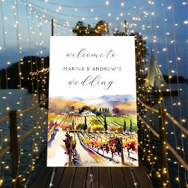 Cartel de bienvenida del boda del Valle de Napa