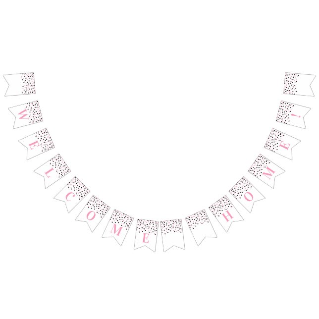 Cartel de bienvenida en casa confeti negro rosado (Todo)